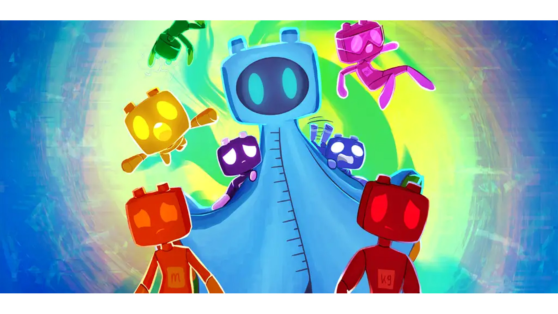 Keeper of Measurements home screen showing all the brightly coloured characters